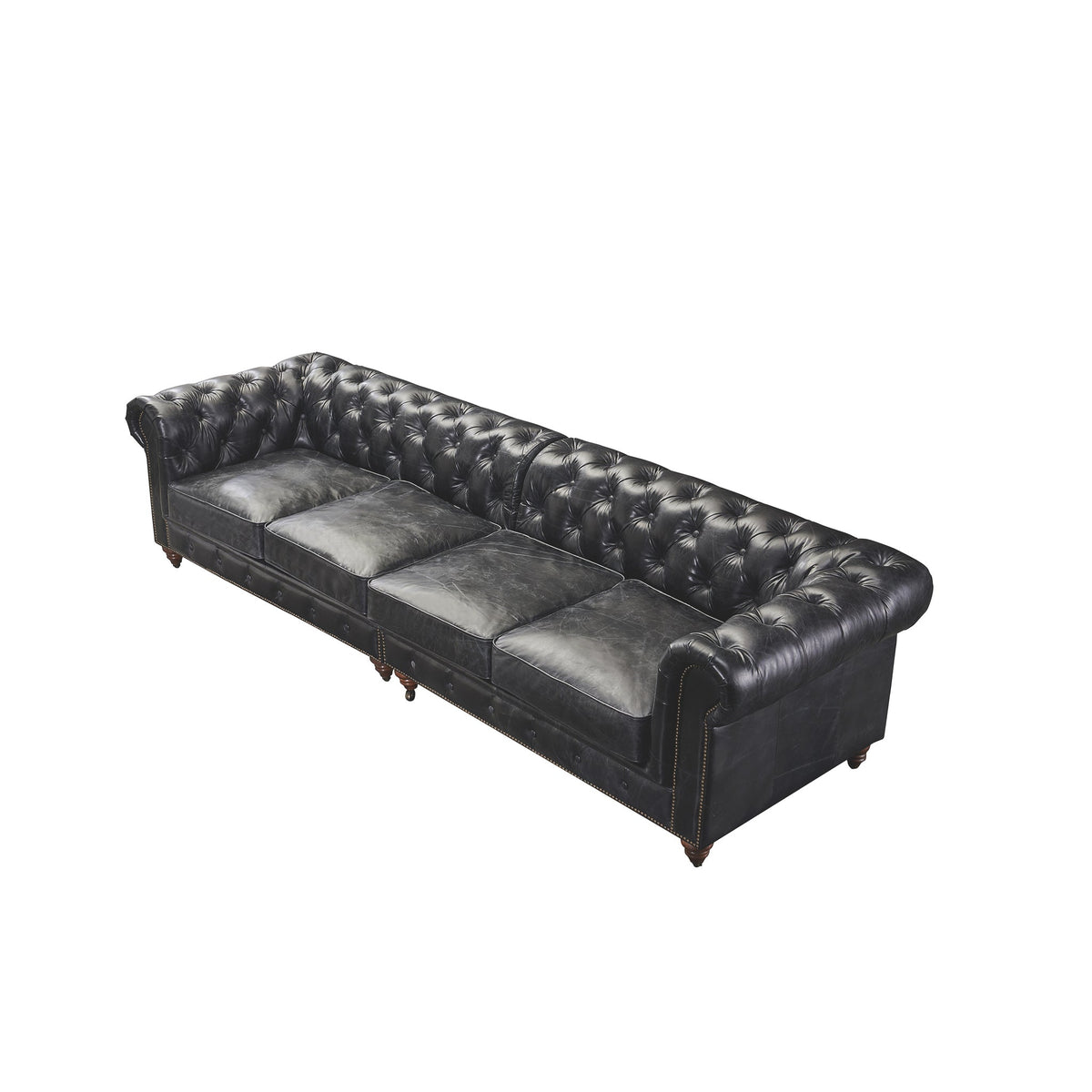 Century Chesterfield Sofa - Slate Leather - 118"