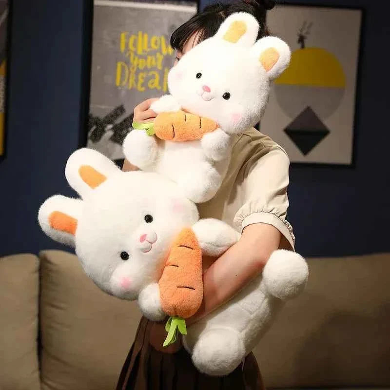 Kawaii Carrot Bunny Plush Toy – Cute Rabbit Stuffed Animal Pillow