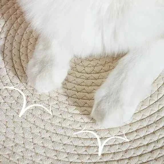 Japanese Hand-Woven Rattan Cat Basket – Summer Cooling Round Pet Bed, Cotton Rope, Optional Cushion, 3 Colors & 3 Sizes