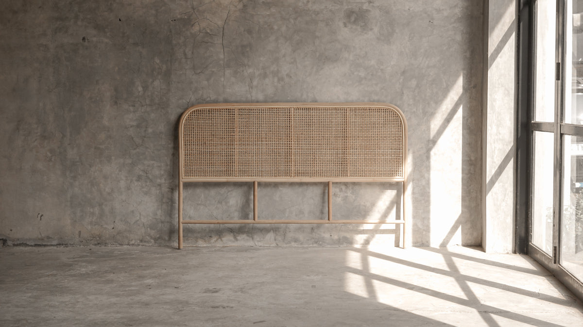 Saga Natural Rattan Headboard | Curved Coastal Bedhead