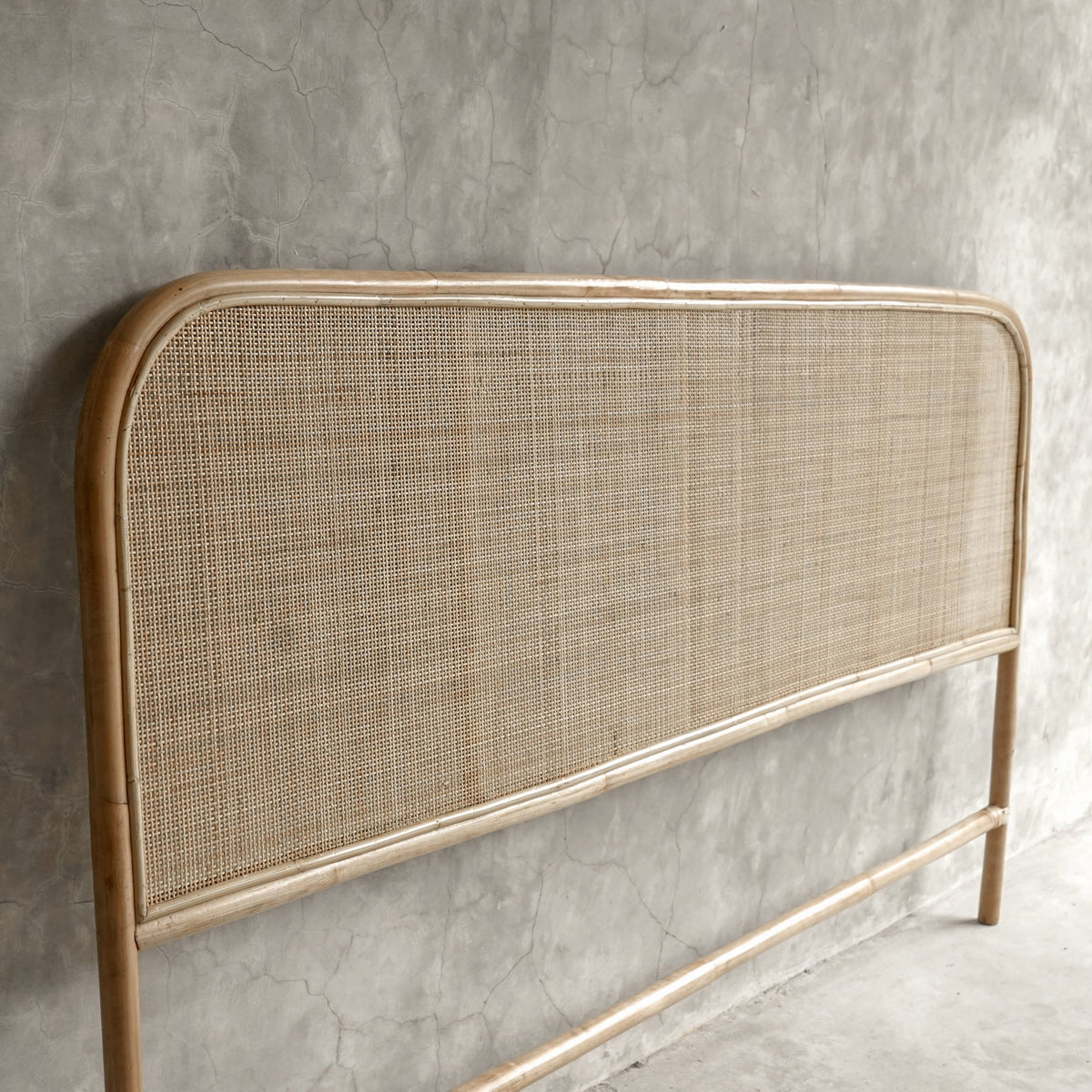 Sergio Rattan Headboard | Curved Handwoven Coastal Bed Head