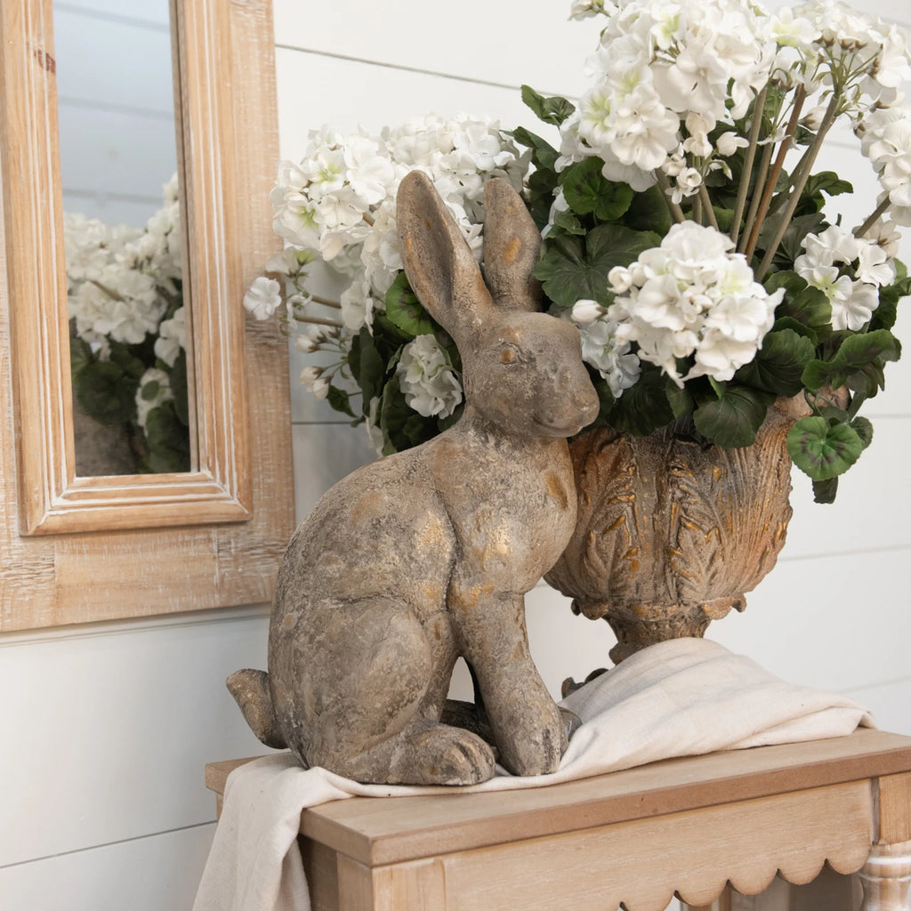 Bunny Statuette SH222306 Resin Gold & Grey 43.2 cm