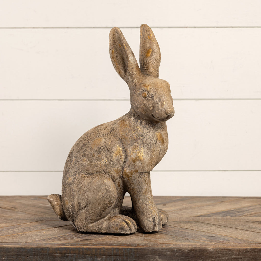 Bunny Statuette SH222306 Resin Gold & Grey 43.2 cm