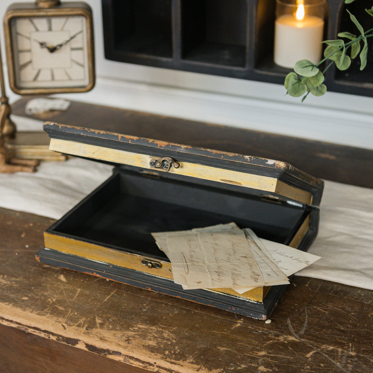 Everyday SH238421 Vintage Book Box Wood 31.8 cm Black
