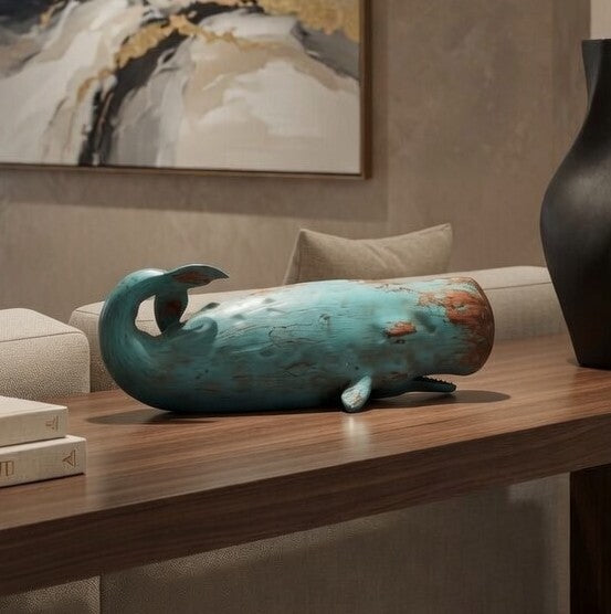 Aqua Drift Whale Sculpture 16 in