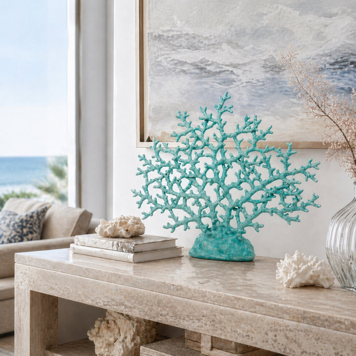 Blue Coral Resin Accent Décor 17 in