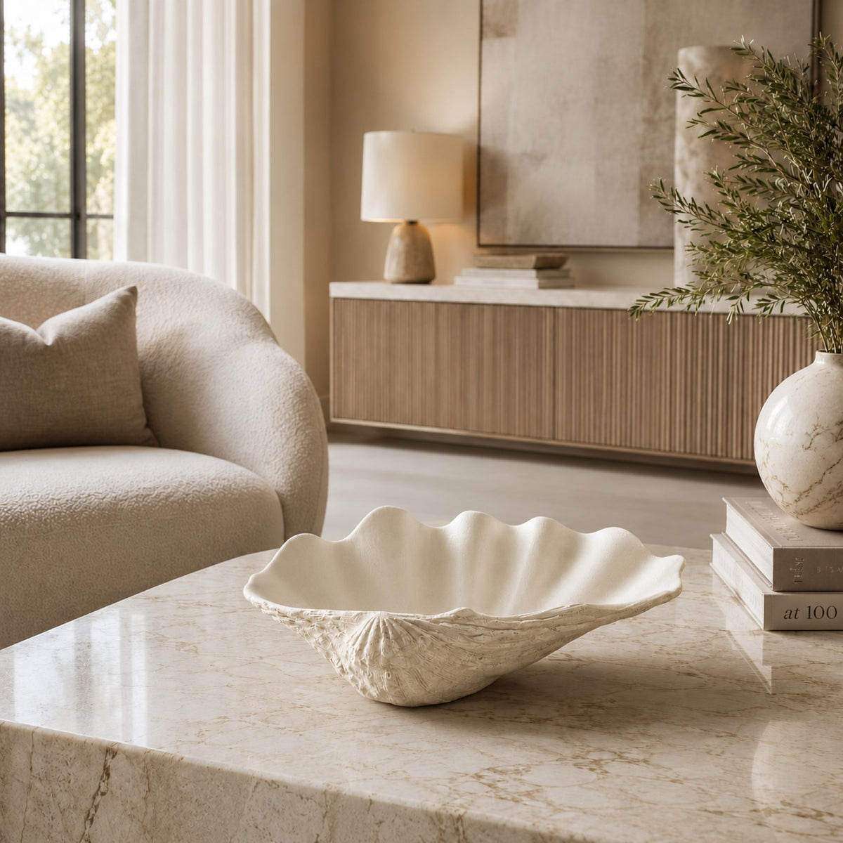 Tridacna Half Shell Bowl 13.5 in