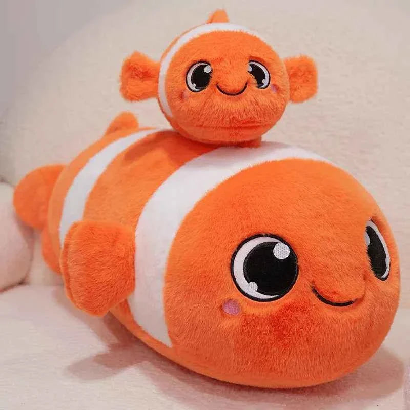 Kawaii Clown Fish Plush Toy – Cute Orange Fish Stuffed Animal Pillow