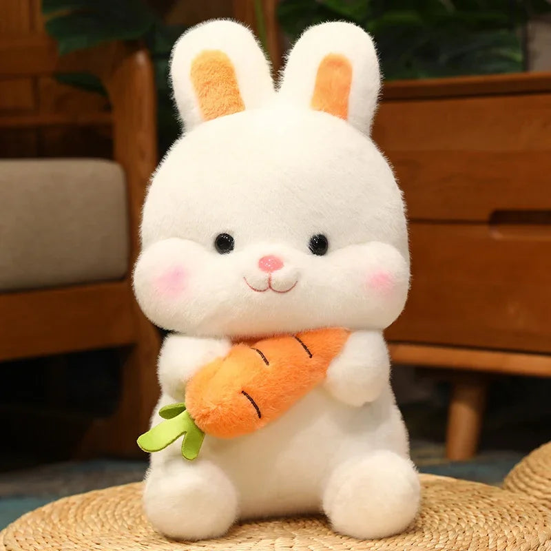 Kawaii Carrot Bunny Plush Toy – Cute Rabbit Stuffed Animal Pillow
