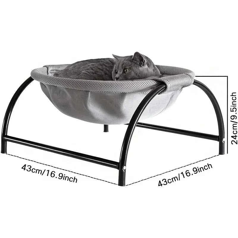Cat Hammock Cot Bed – Breathable Cooling Elevated Metal Frame Sofa Sleeping Bed, 4 Colors