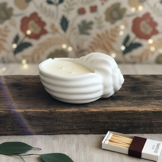 Bougie coquillage en Jesmonite