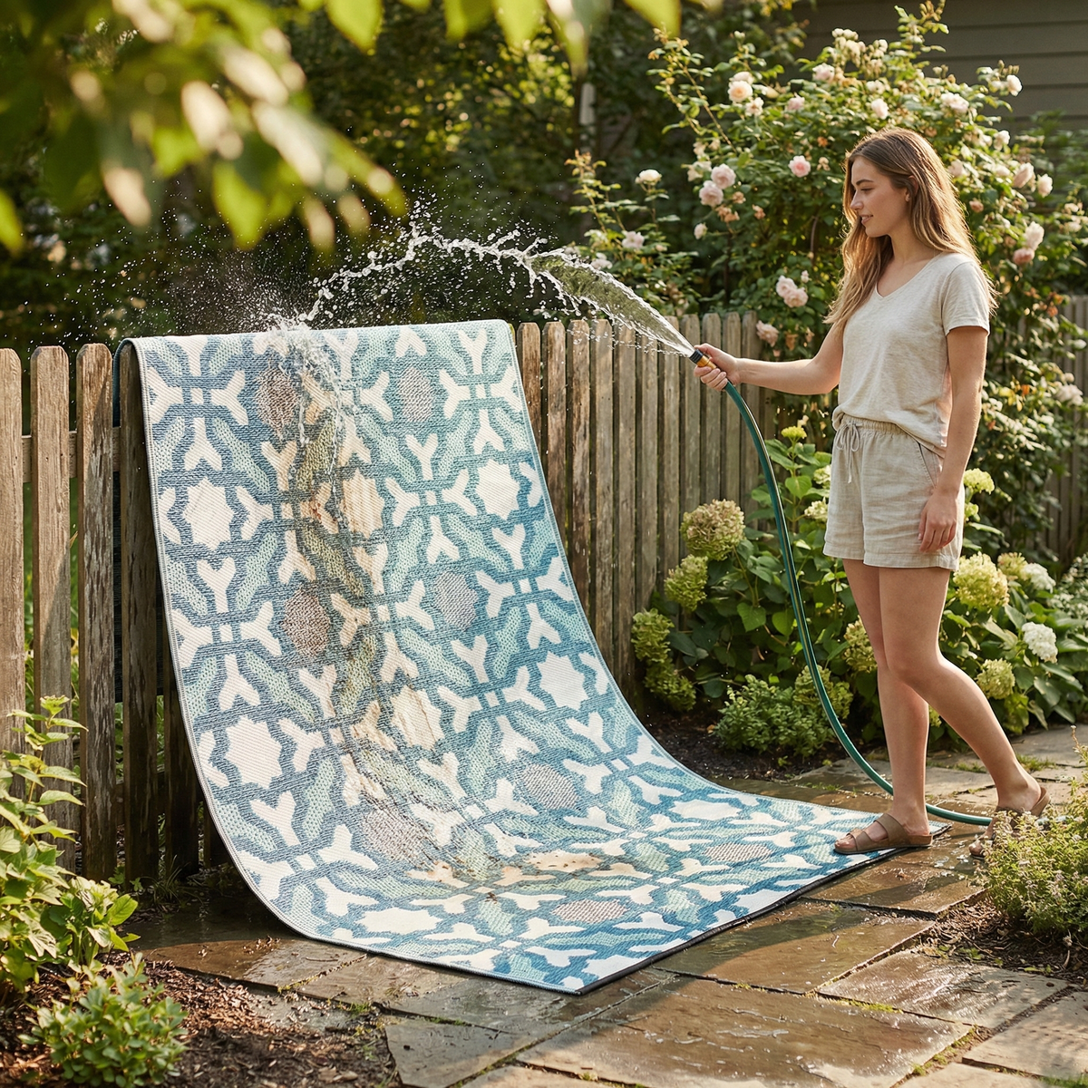 Seville - Blue Geometric Outdoor Rug for Patio FINAL SALE