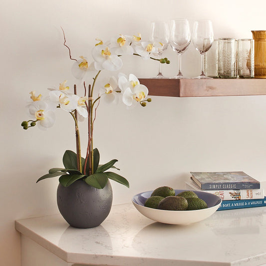 Artificial White Double Stem Orchid