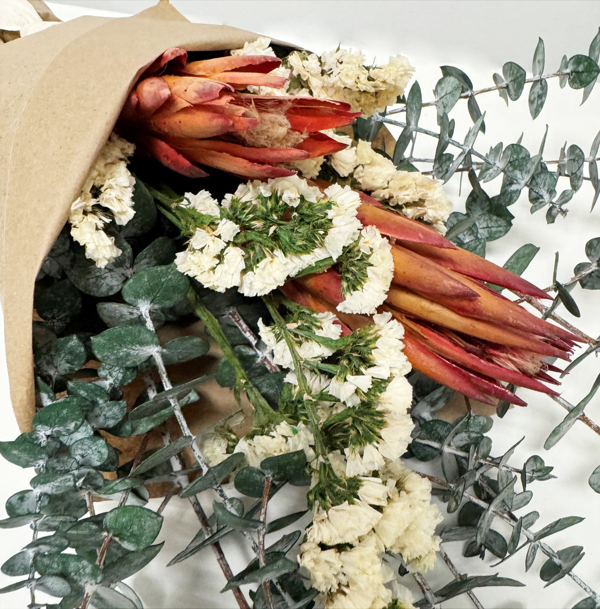 Summer Protea & Baby Eucalyptus Bouquet