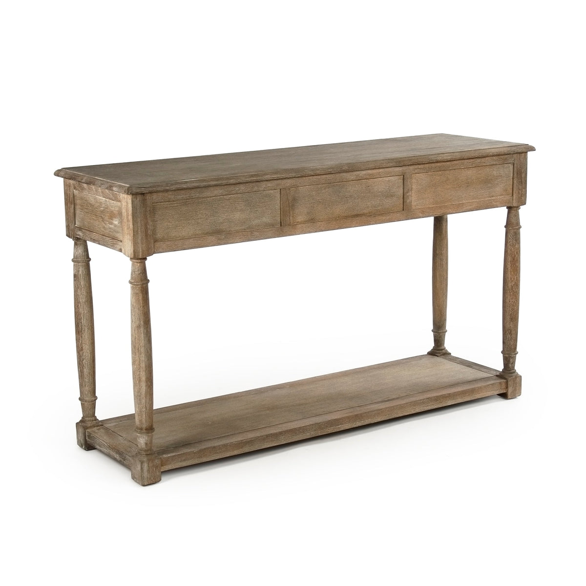 Solid Oak French Country Console Table with Drawers
