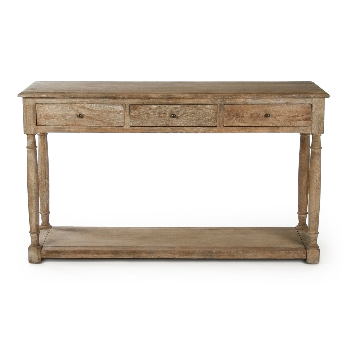 Solid Oak French Country Console Table with Drawers