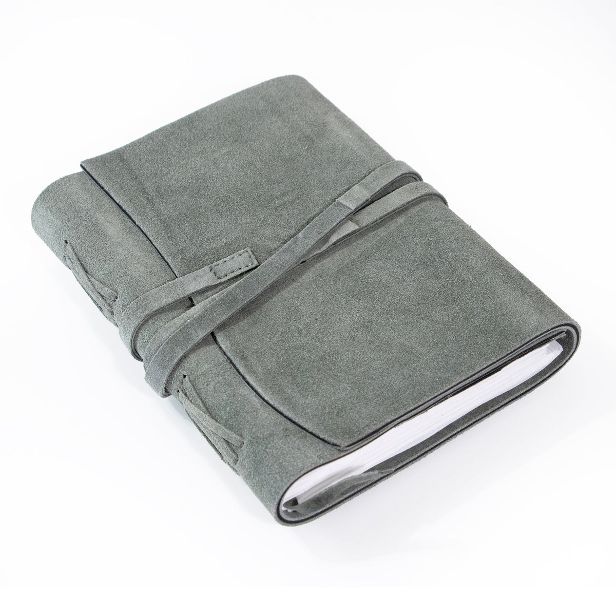 Teal Grey Suede Journal w/ Organic Cotton Paper: Large