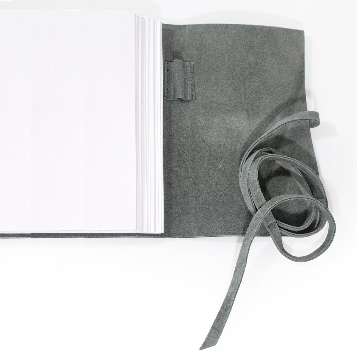 Teal Grey Suede Journal w/ Organic Cotton Paper: Large