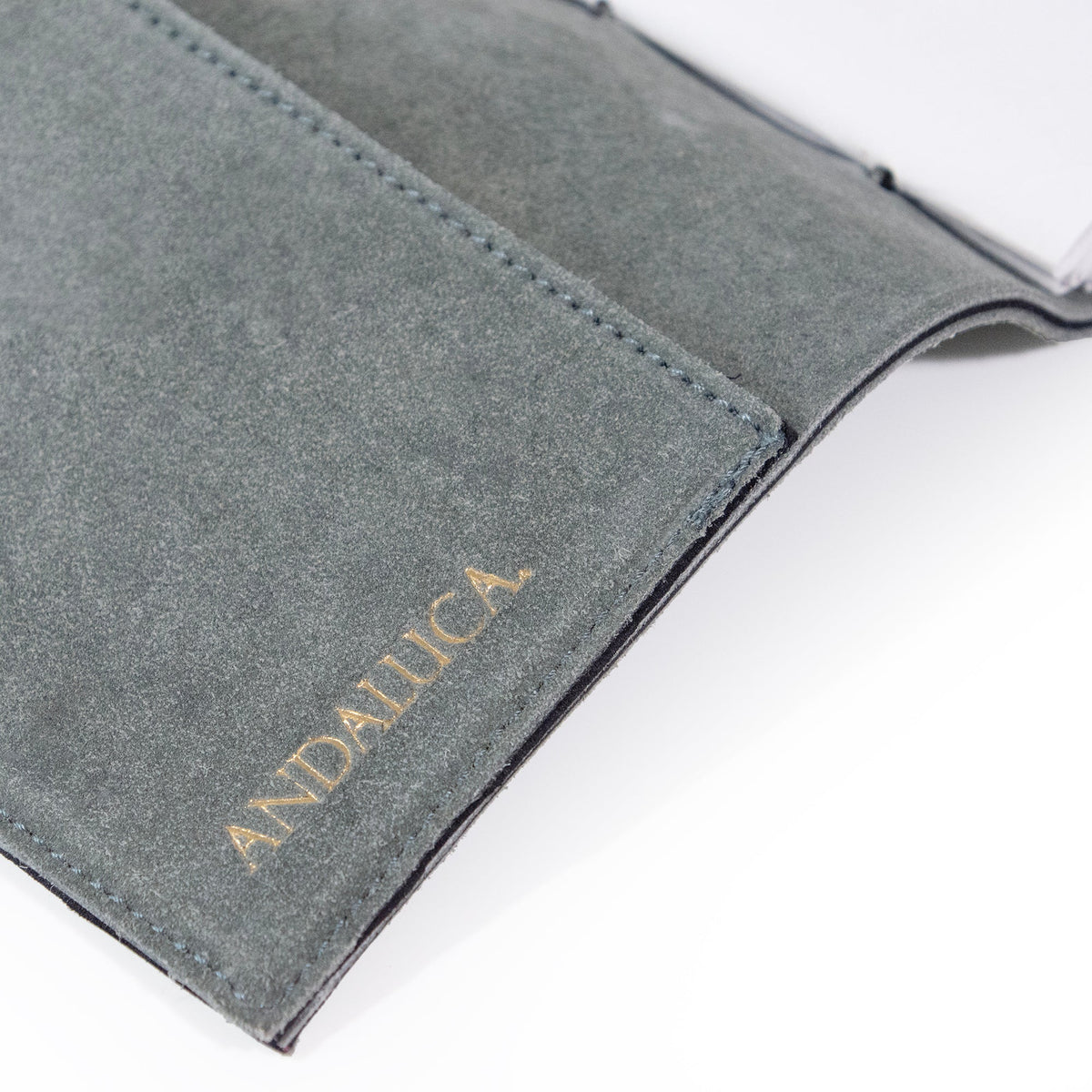 Teal Grey Suede Journal w/ Organic Cotton Paper: Large