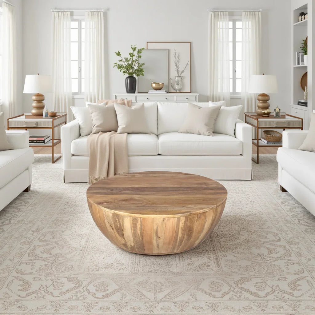 Verona Solid Wood Drum Coffee Table