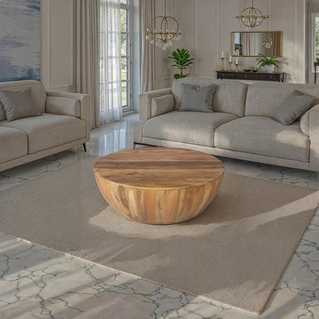Verona Solid Wood Drum Coffee Table
