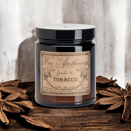 Candela botanica da 6 oz in vaso di vetro ambrato - Tabacco