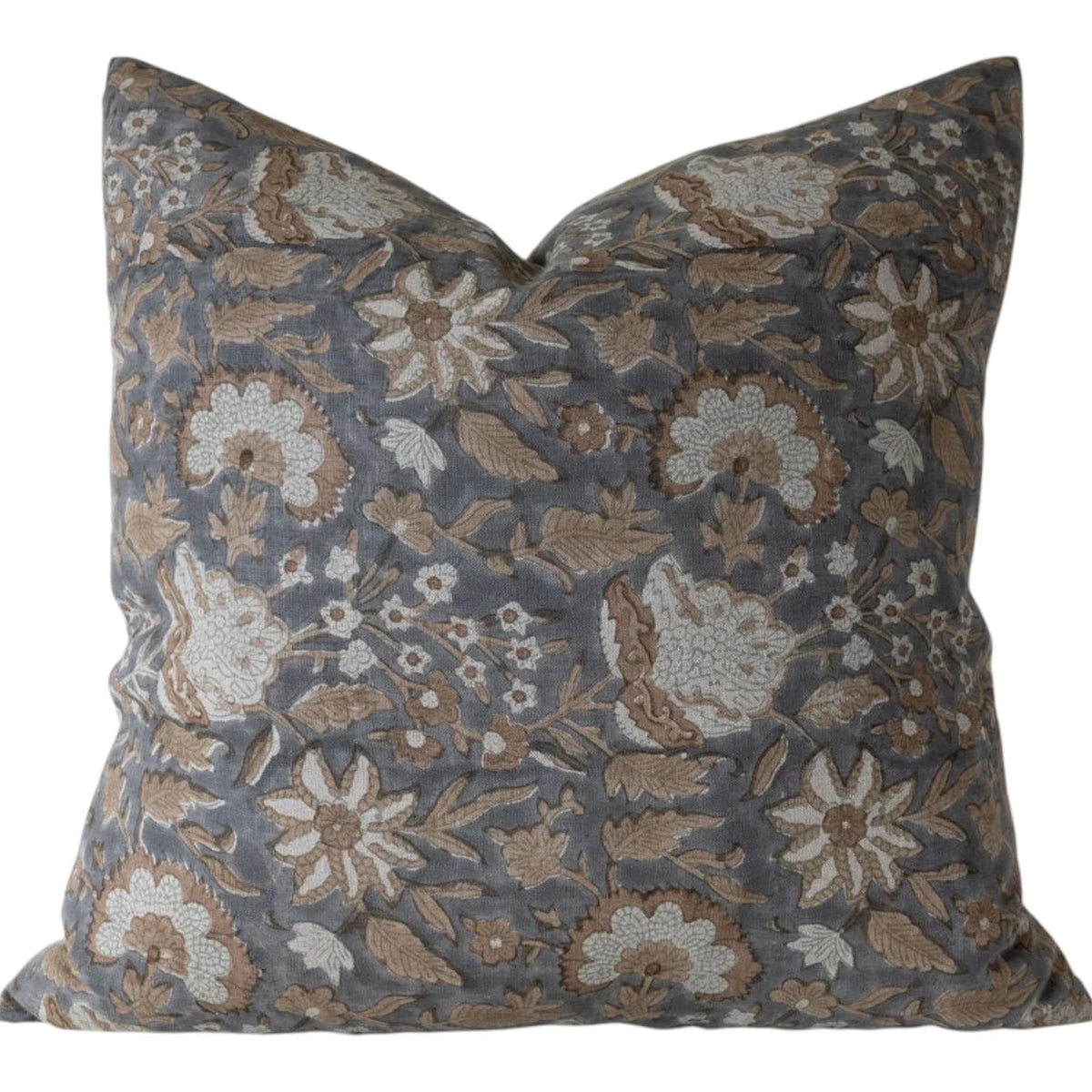 Designer Trenton Block Print Floral Pillow Cover with Insert – 20x20