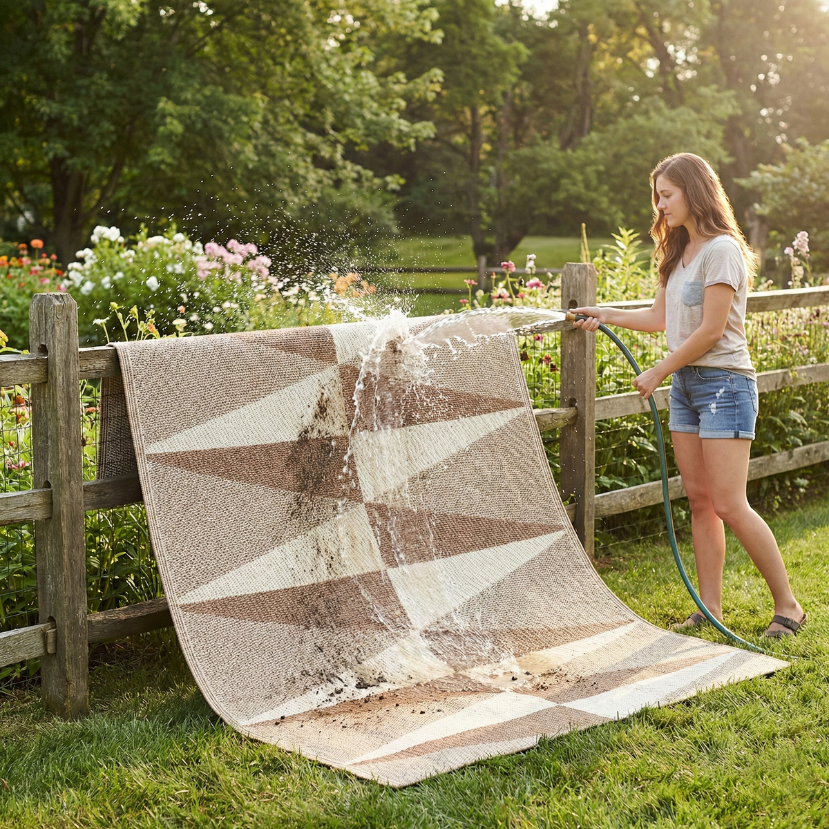 Tucson - Natural Geometric Outdoor Rug for Patio