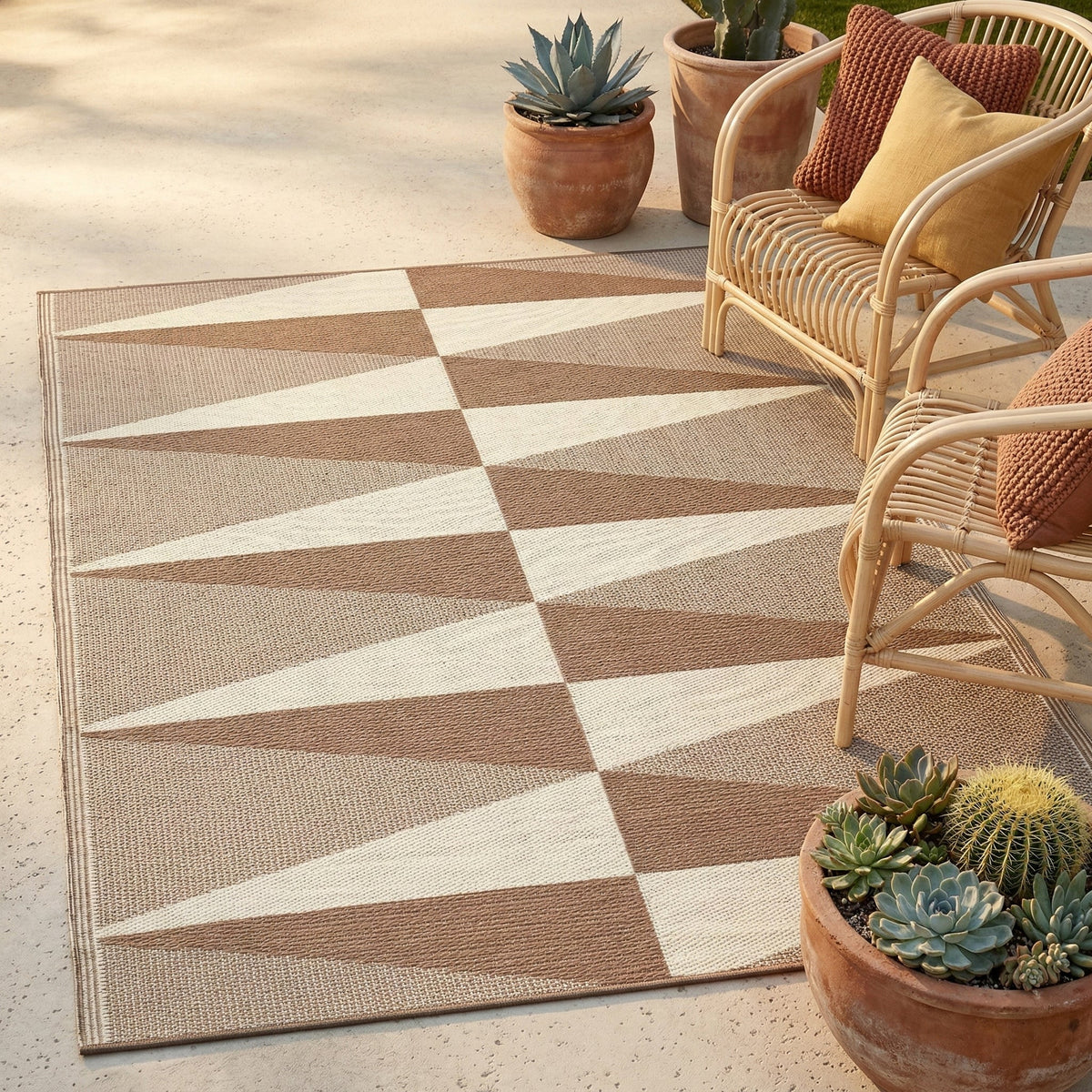 Tucson - Natural Geometric Outdoor Rug for Patio