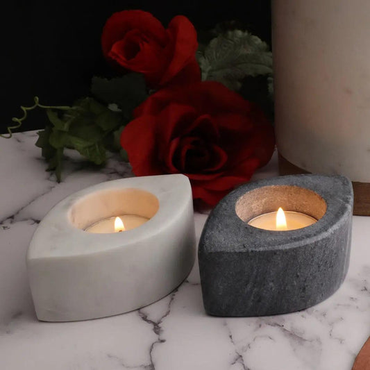2-Piece Blossom Marble Tea Light Holders