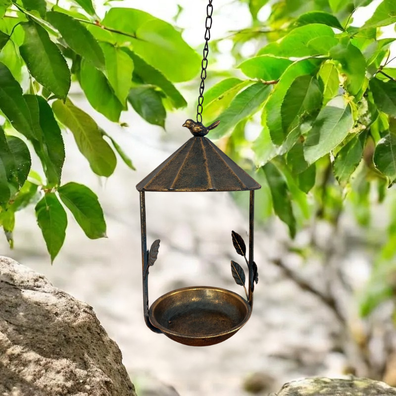 Hanging Bird Feeder with Leaf Detail