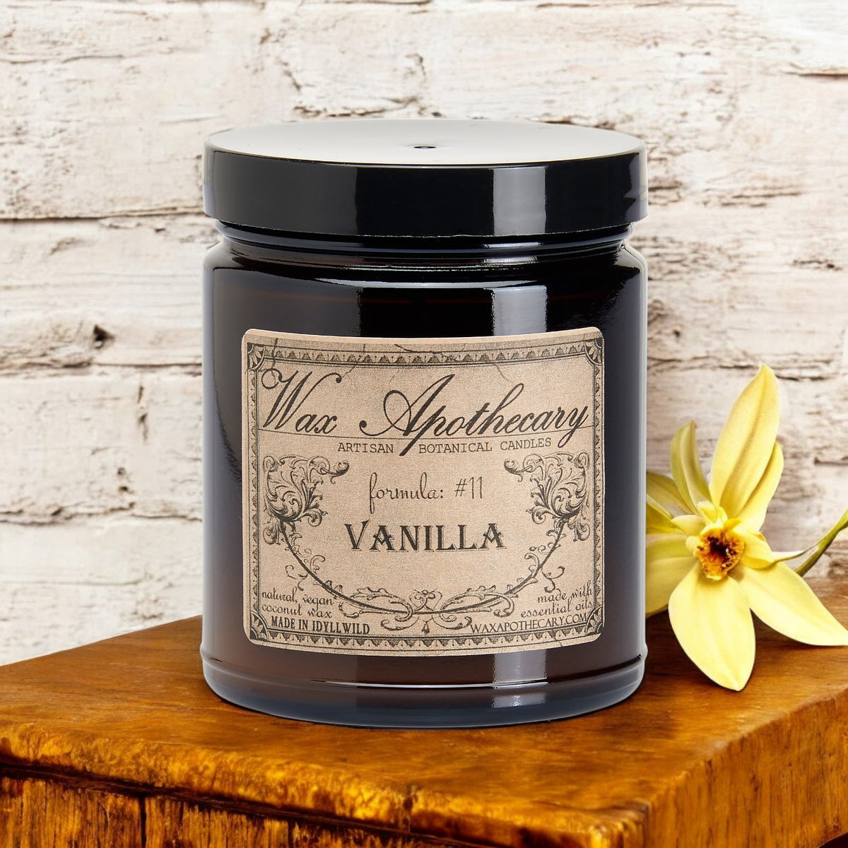 6 oz Botanical Candle in Amber Glass Jar - Vanilla