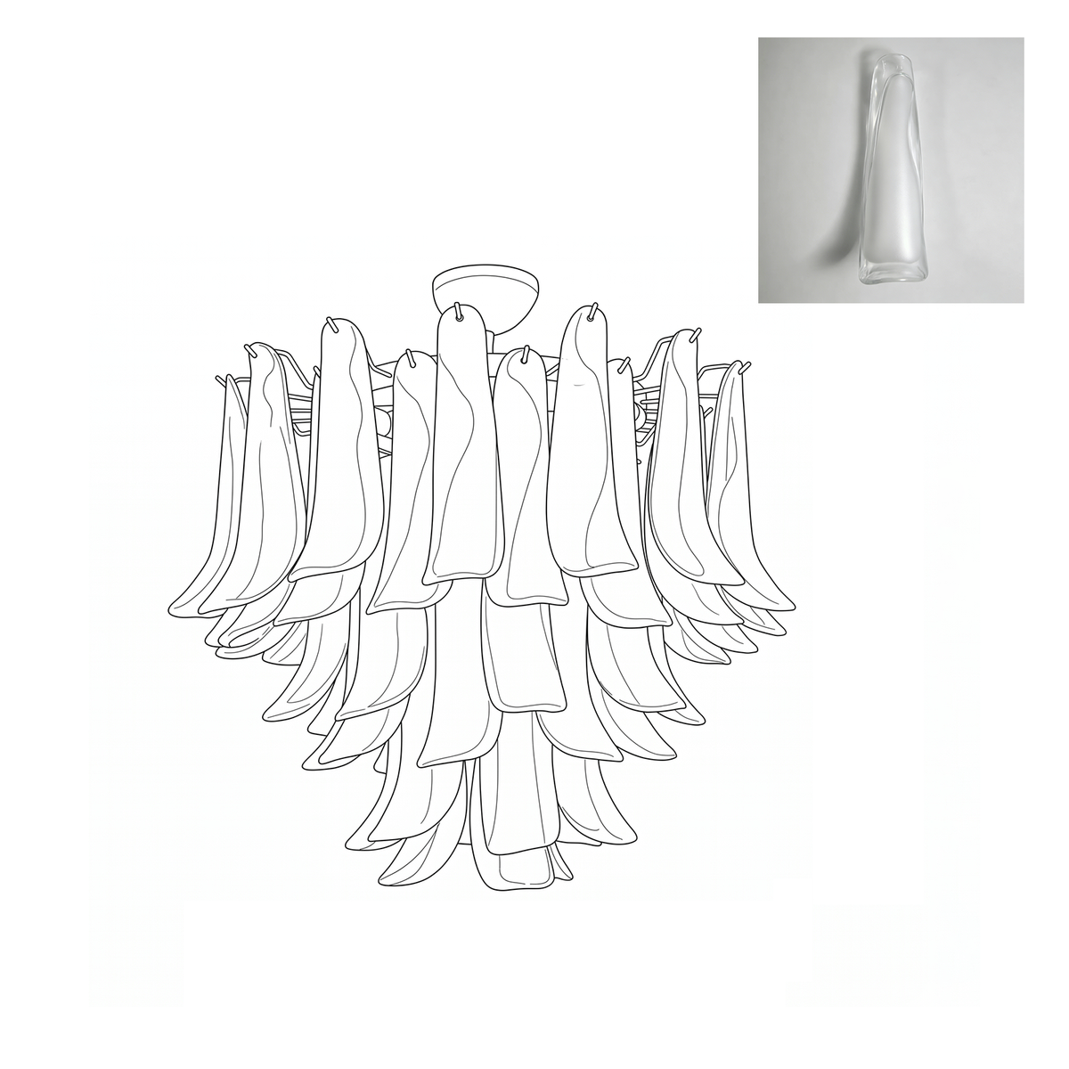 Vintage Murano Petal Glass Ceiling Light