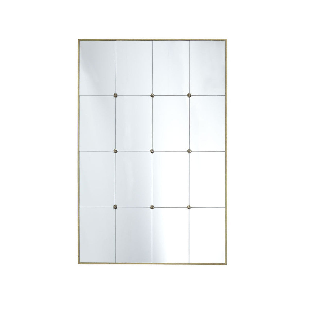 Franco Windowpane Wall Mirror Antique Gold 55 in