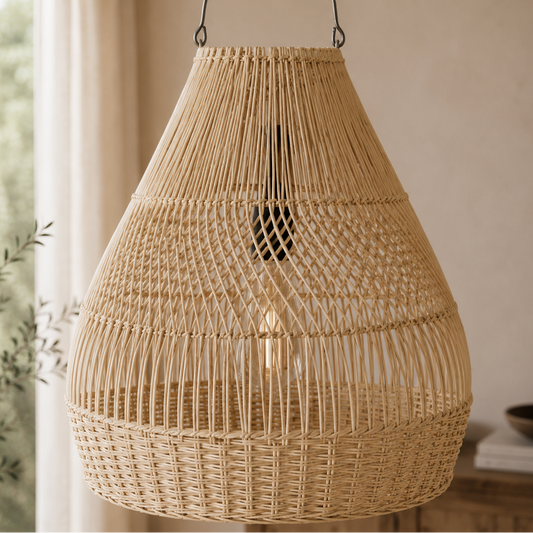 Sculptural Rattan Woven Lantern Tessa Pendant Light