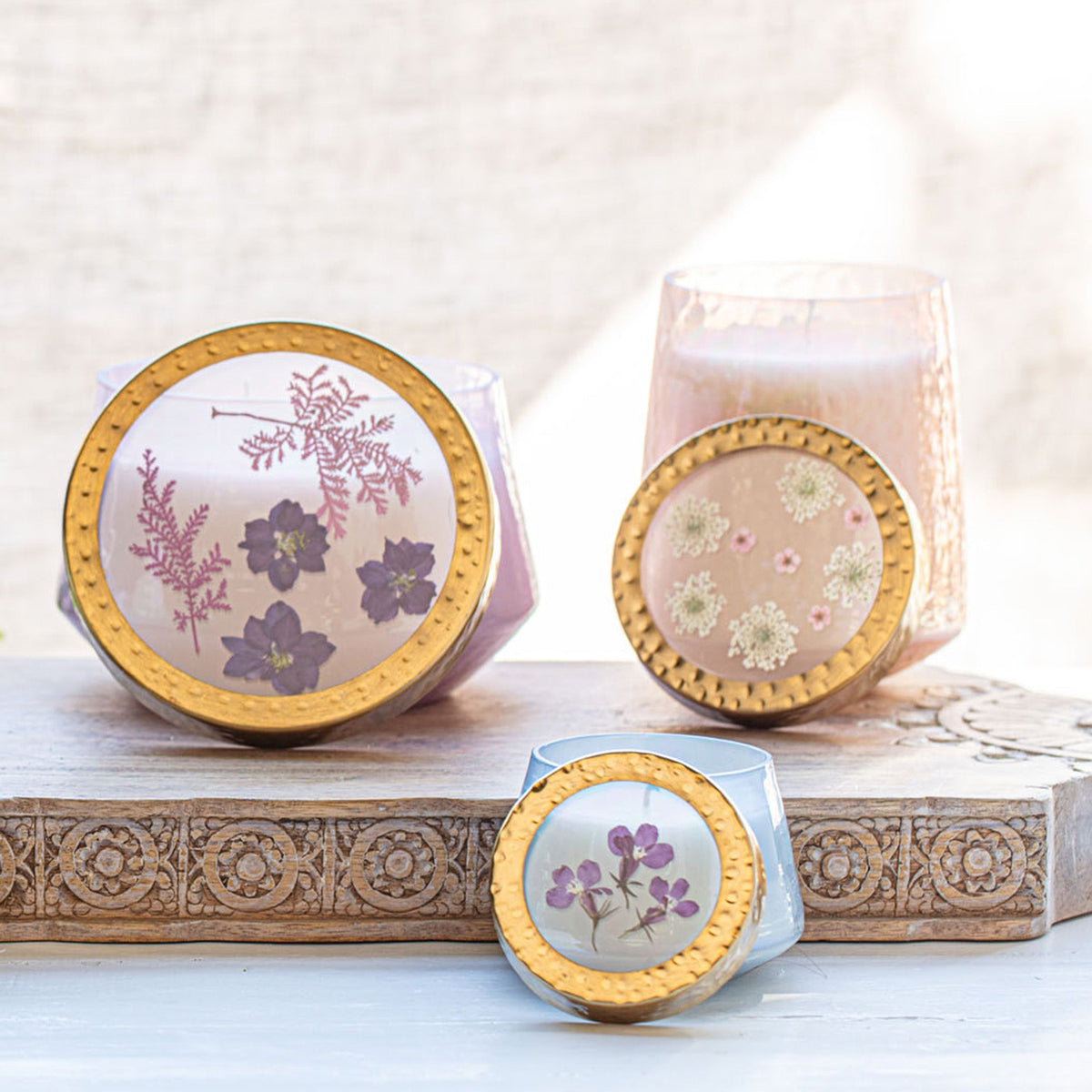 Blackberry & Coconut Large Watercolor Pressed Floral Candle