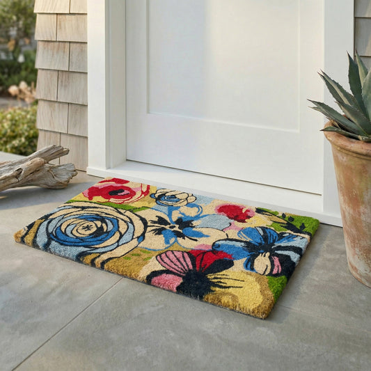 Watercolor Floral Coir Doormat