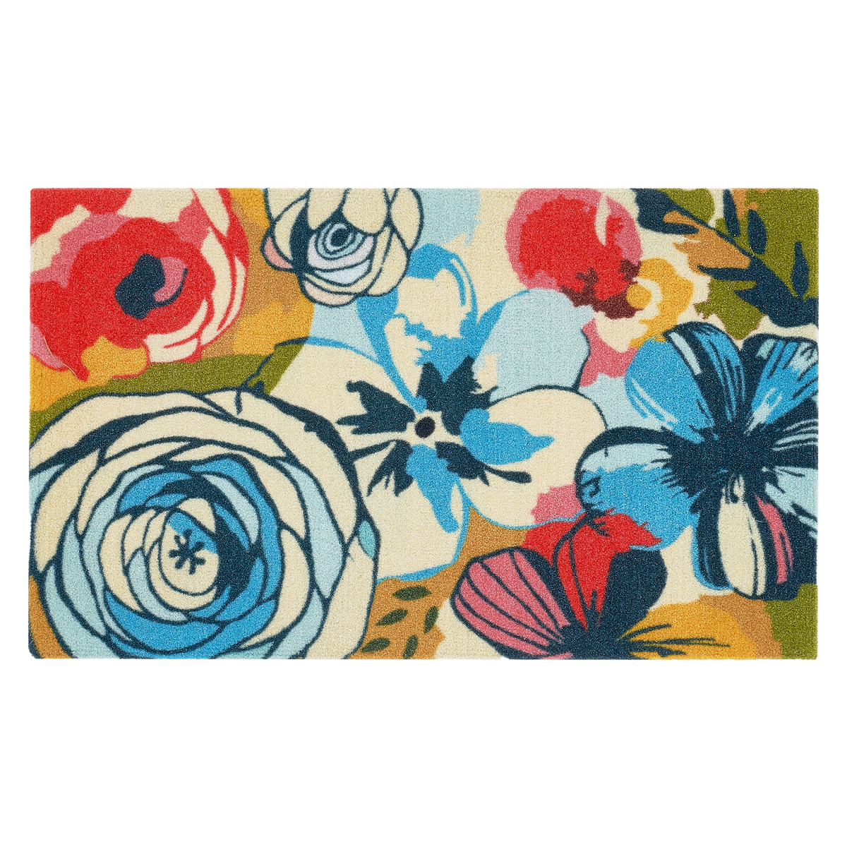 Watercolor Floral Outdoor Nylon Doormat - 18" x 30"