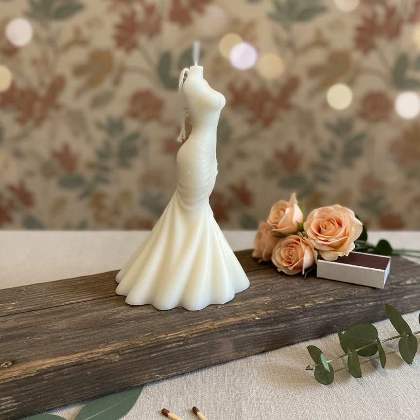 Wedding Dress Candle | Soy Wax Candle | Bridal Candle