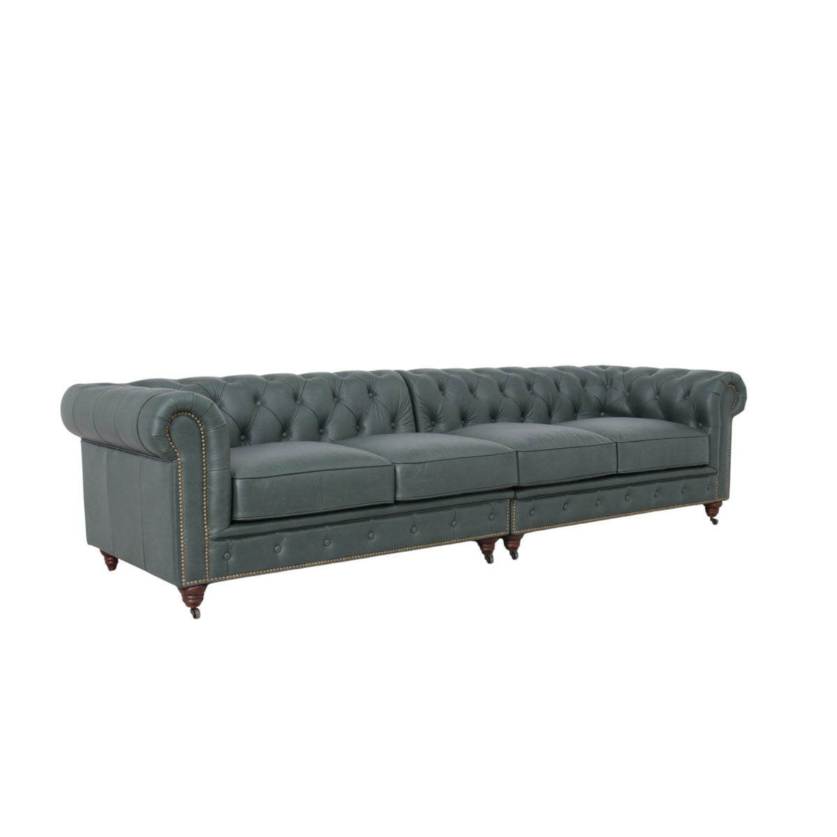 Belgravia Chesterfield Top Grain Leather Sofa with Tufted Back & Rolled Arms