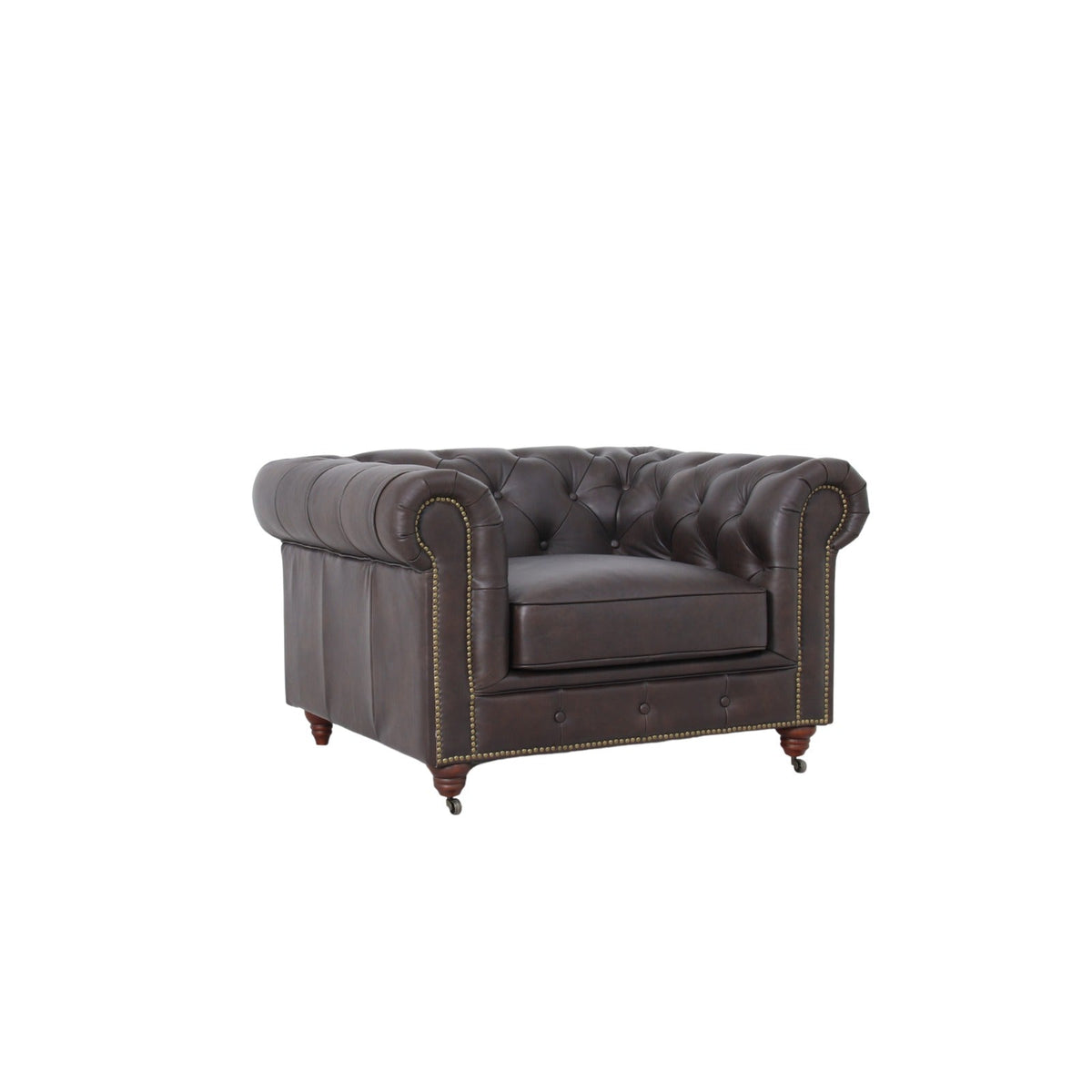 Belgravia Chesterfield Top Grain Leather Club Chair – Classic Tufted Armchair in Premium Finishes