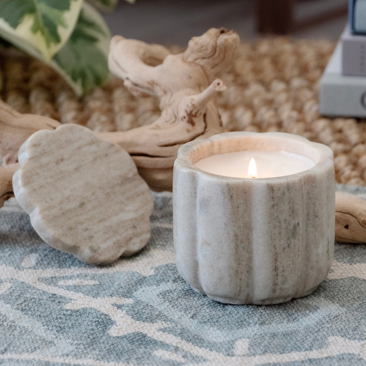 White Musk & Bamboo Marble Candle