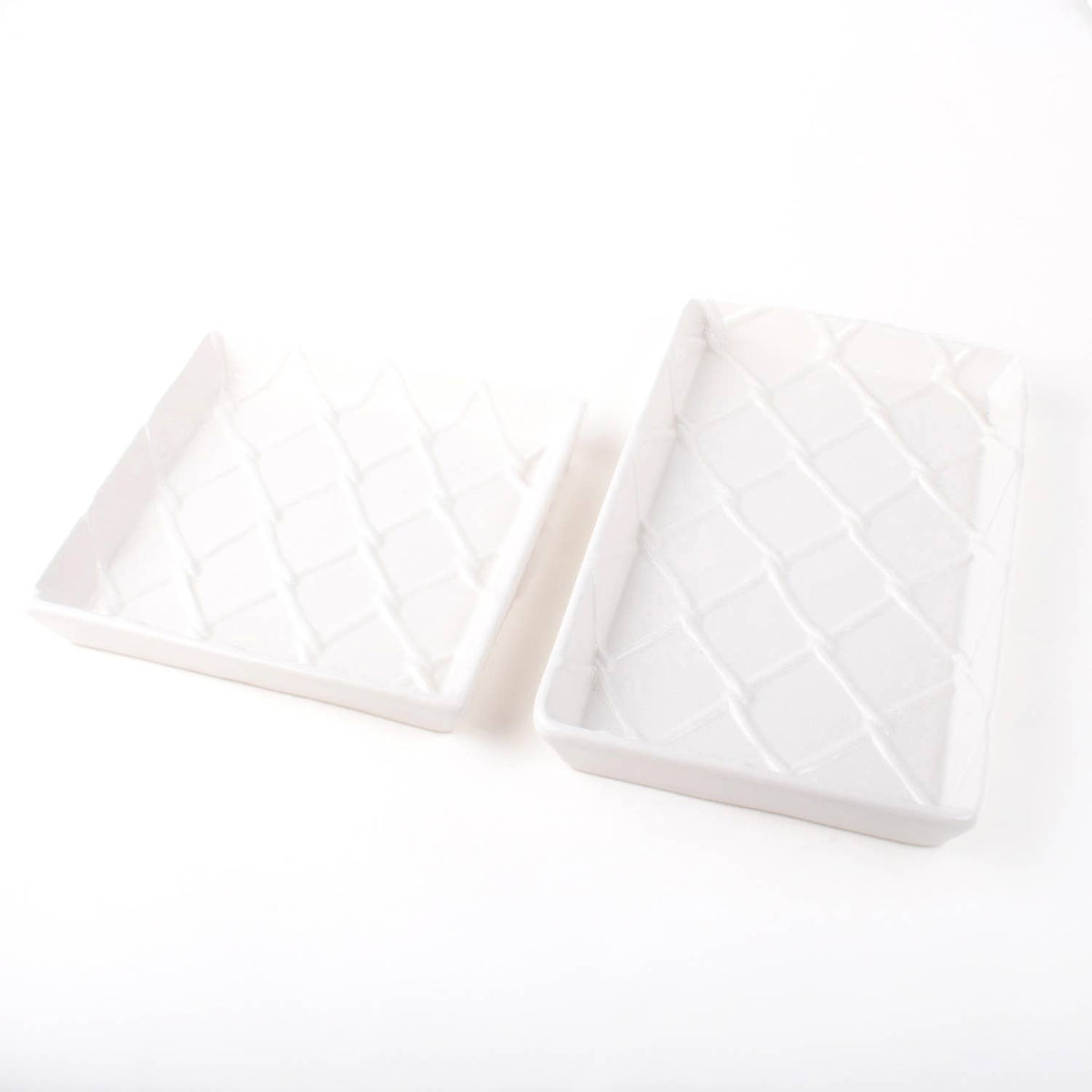 White Textured Ceramic Beverage Napkin Tray 6.25" x 6.25"
