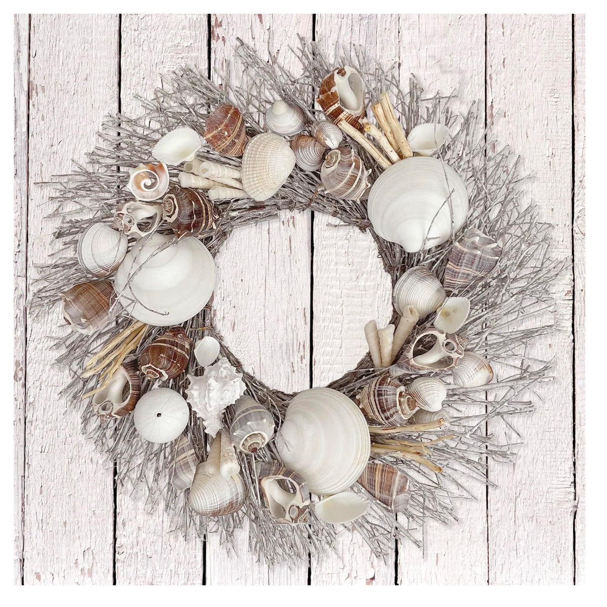 Whitewashed Seashells & Starfish Coastal Wreath