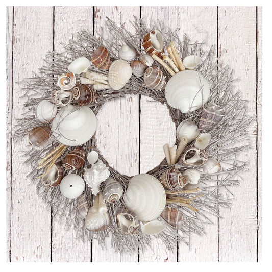 Whitewashed Seashells & Starfish Coastal Wreath