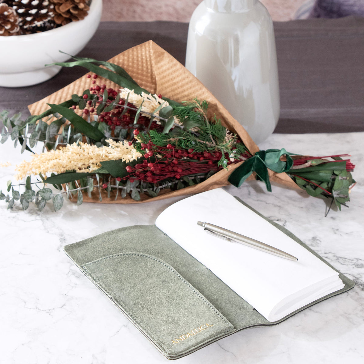 Winter Eucalyptus & Flax 16" Bouquet