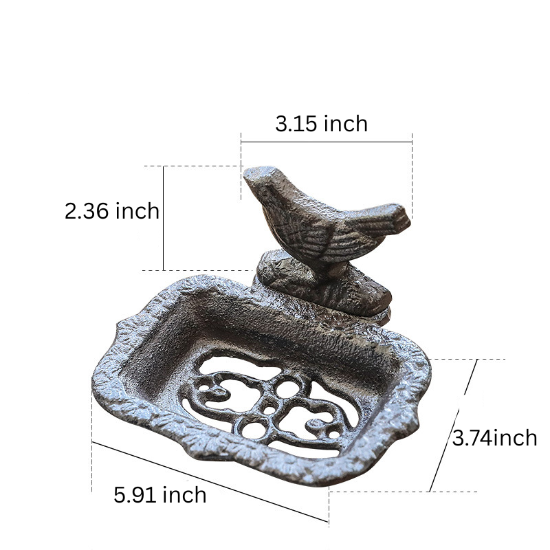 Cast Iron Bird Soap Dish with Drainage Tray