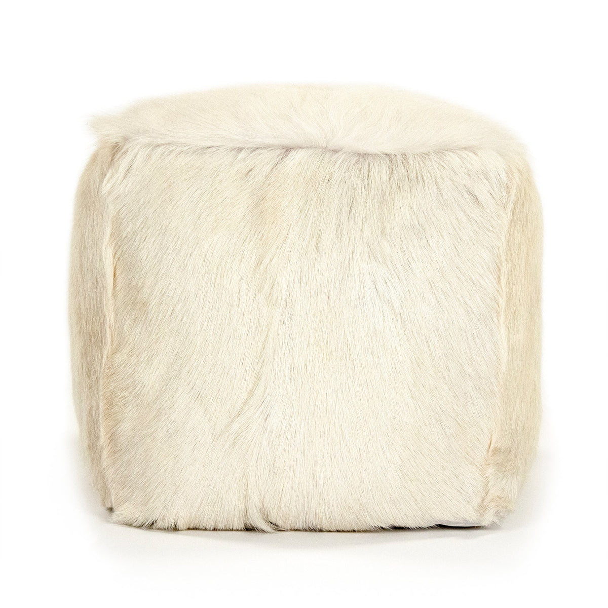 Ivory Goat Fur Pouf