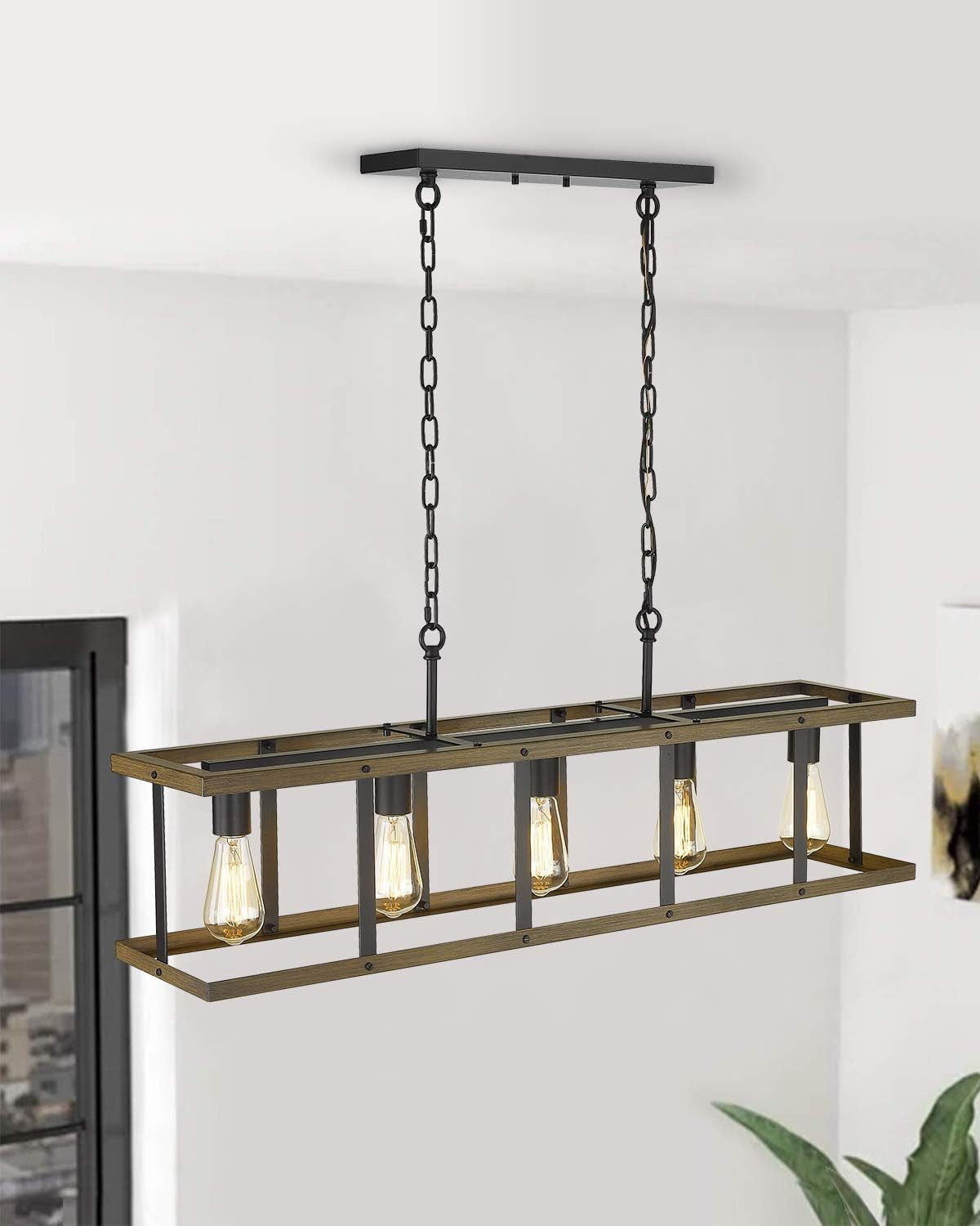 5 Light Farmhouse Linear Chandelier