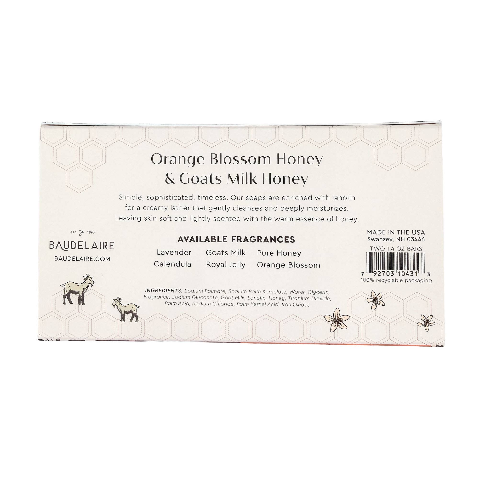 Orange Blossom/Goats Milk Honey Soap (1.4oz - Matchbox Duo)
